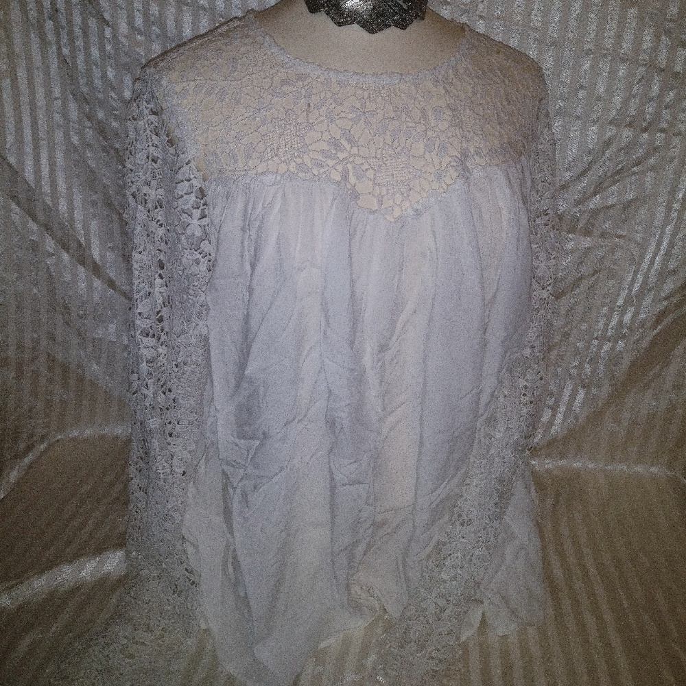 White Crochet Detail Top- Ruby and Jenna